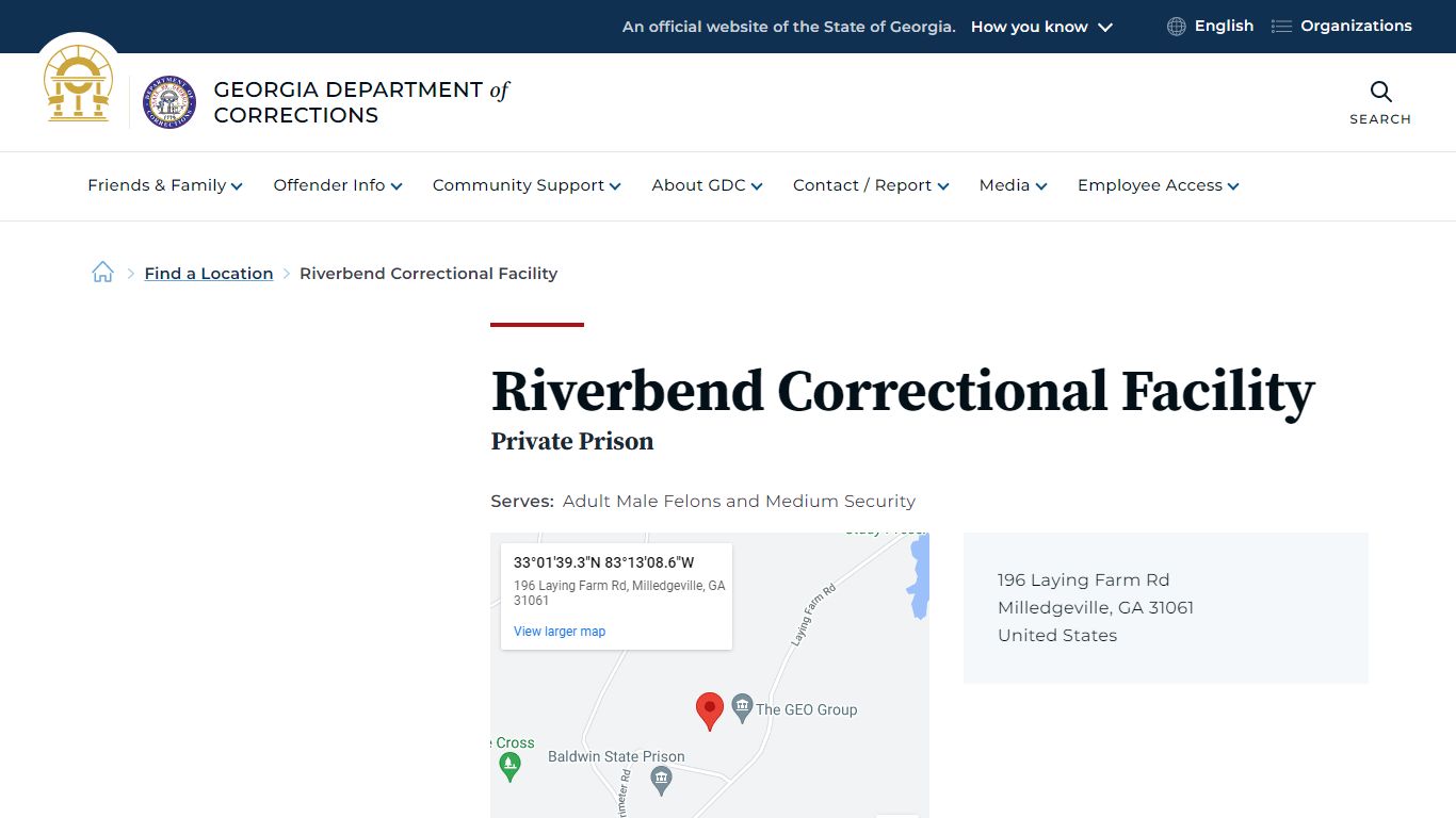 Riverbend Correctional Facility | Georgia Department of Corrections